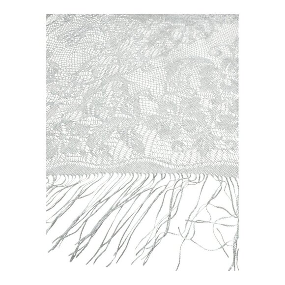 Vintage 1980s White Lace Fringe Shawl – Made in Japan – 60% Rayon 40% Nylon Tria - Picture 5 of 6